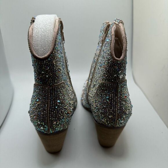 CUSHIONAIRE Women's Rhinestone Western boot +Memory Foam 7 SILVER - Picture 4 of 7